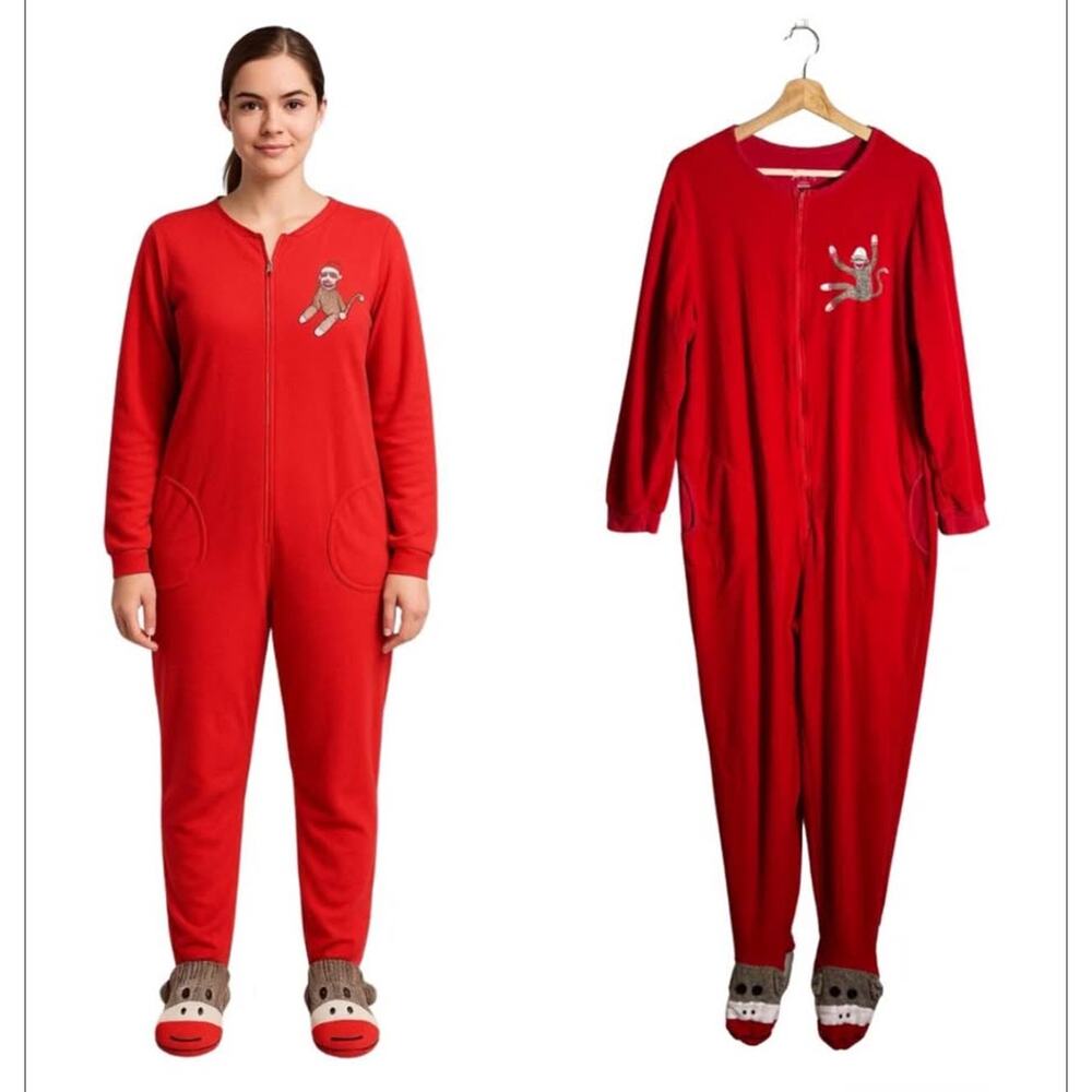 Sz s - Nick and Nora Sock Monkey Pajama Jumpsuit